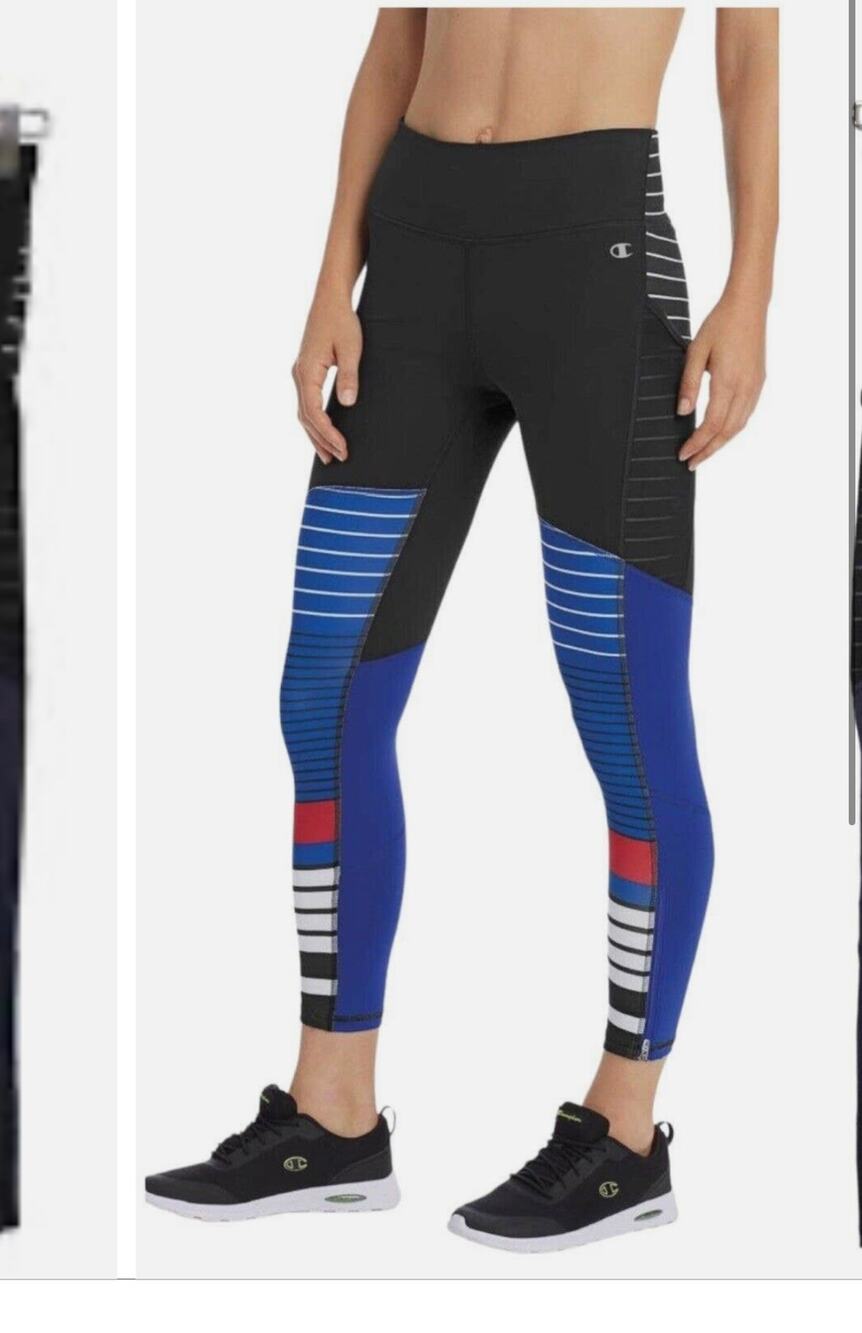 Champion blue and black striped leggings small